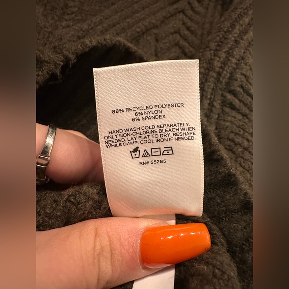 NWT Express Olive Green Cable Knit Sweater with Shoulder Cutouts - Size XS - Picture 7 of 10